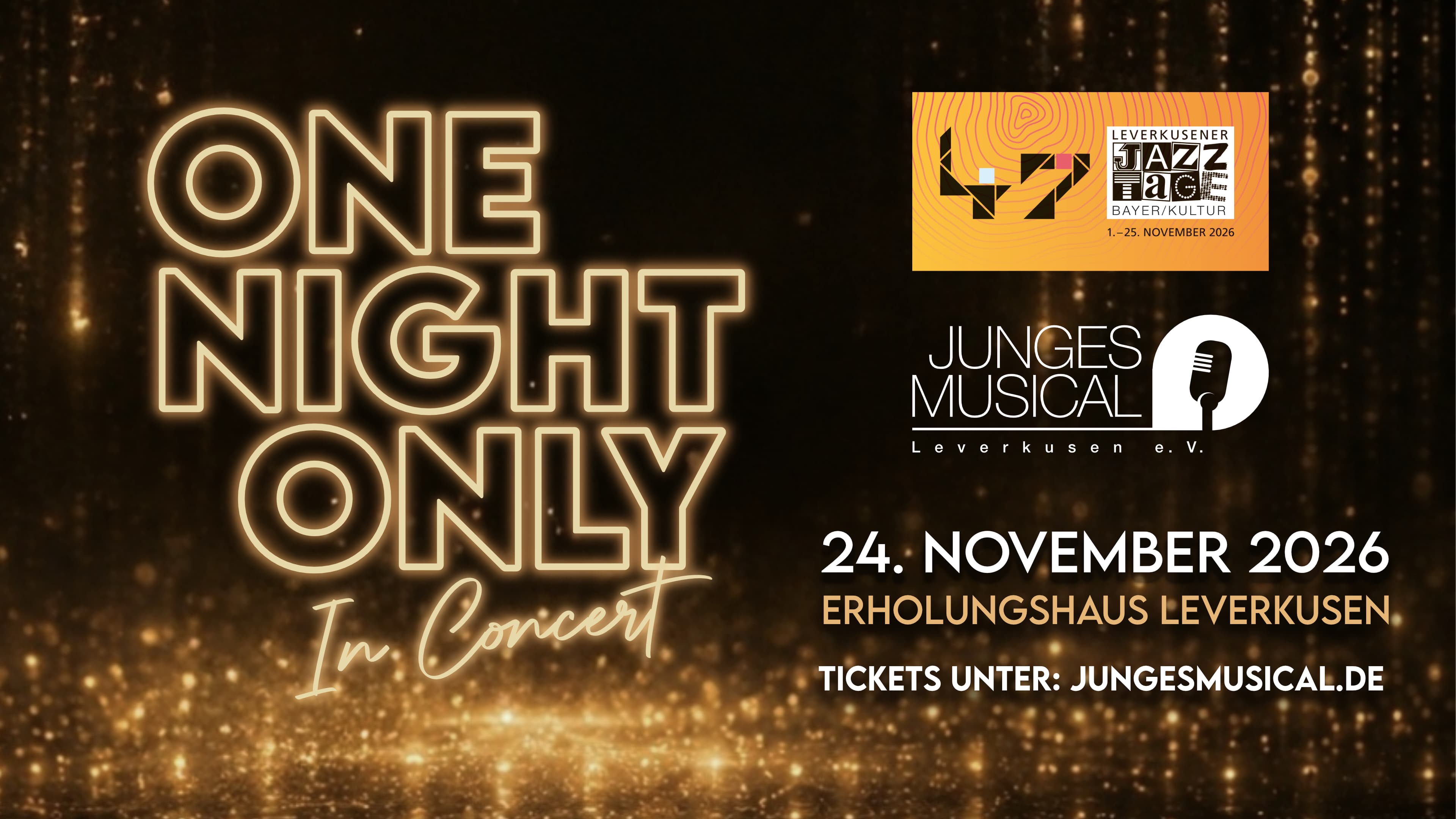 ONE NIGHT ONLY am 24. Novermber im Erholungshaus Leverkusen